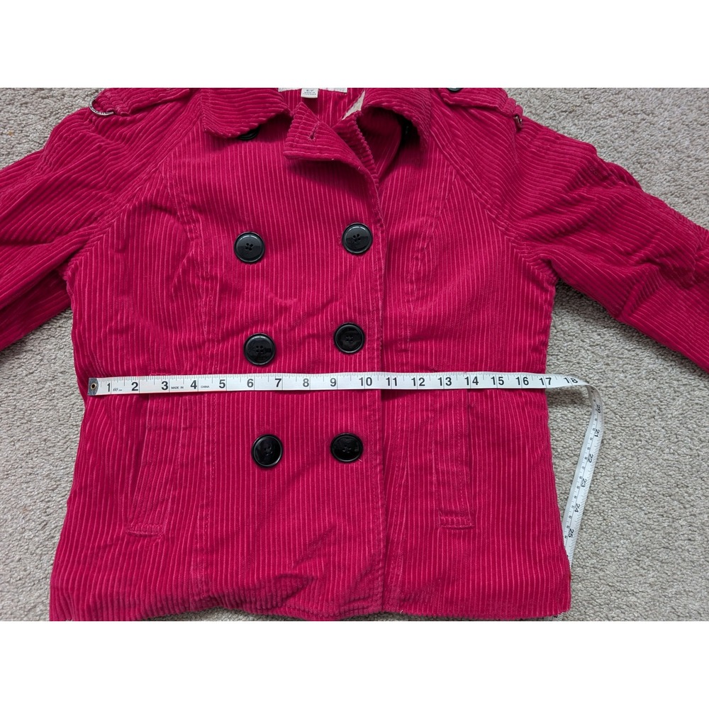 Tommy Hilfiger Pea Coat Women Petite S Corduroy Pink Faux Shearling Lining - Picture 6 of 13